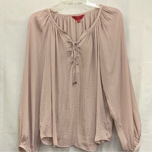 Jennifer Lopez Blush Lace-Up Blouse